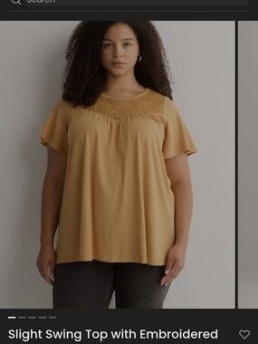 Penningtons Mustard Embroidered Yoke Swing Top